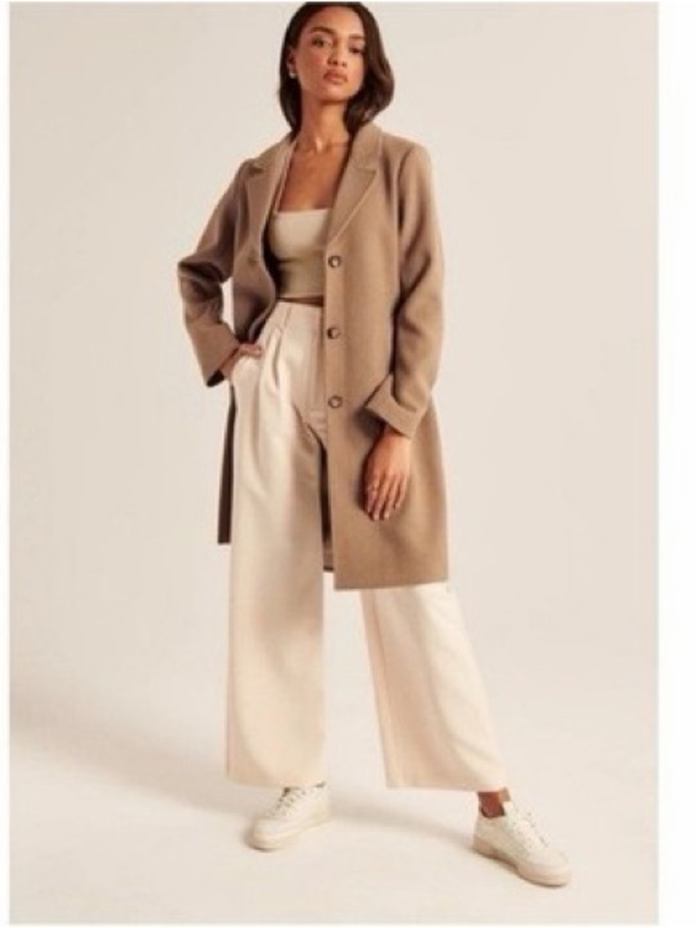 Abercrombie & Fitch Dad Coat, The A&F Dad Coat, Size Medium, Tan